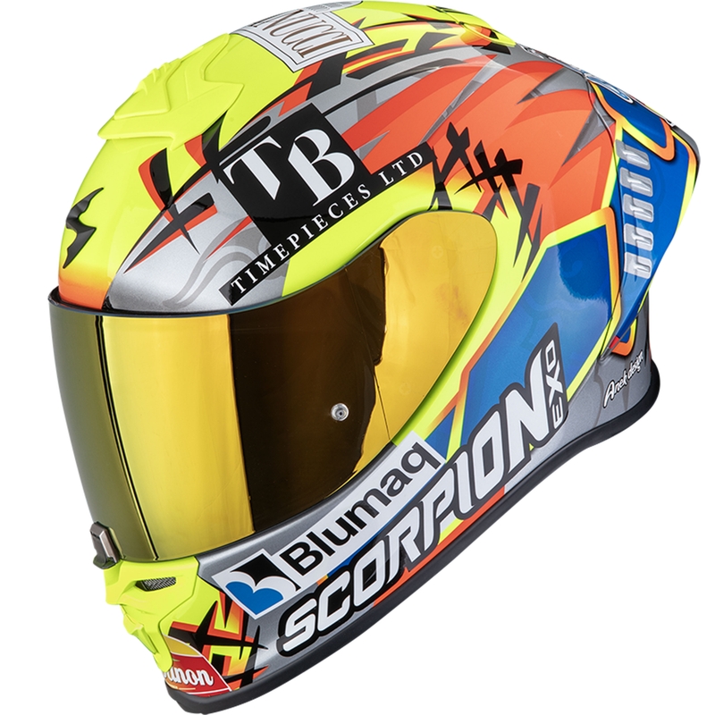 Scorpion EXO-R1 EVO II Air Aron Misano Integralhjelm, Sølv-Fluo Gul-Blå