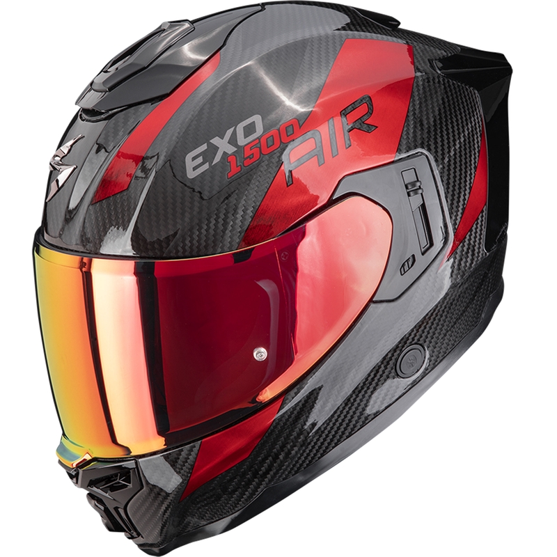 Scorpion EXO-1500 Carbon Air Platted fullface motorcykelhjelm sort-rød