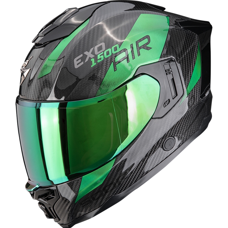 Scorpion EXO-1500 Carbon Air Platted fullface motorcykelhjelm, sort-grøn