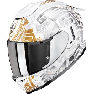 Scorpion EXO-1500 Air Apus fullface motorcykelhjelm perlehvid-grå-guld