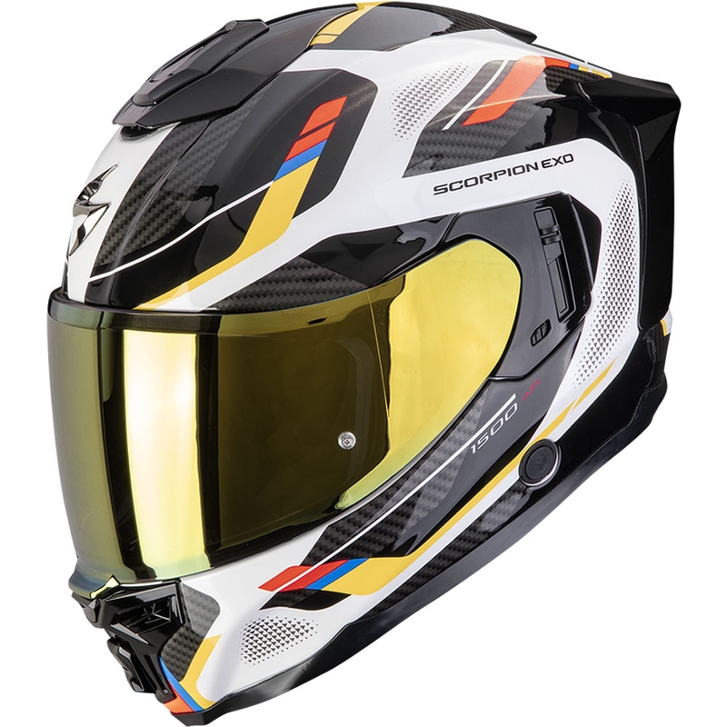 Scorpion EXO-1500 Air Sleek fullface motorcykelhjelm hvid-blå-gul
