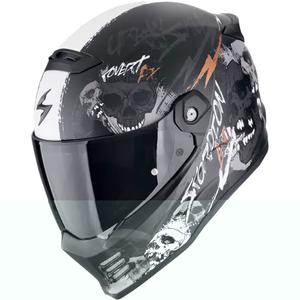 Integreret motorcykelhjelm Scorpion COVERT FX SKULLZ mat sort-grå-guld
