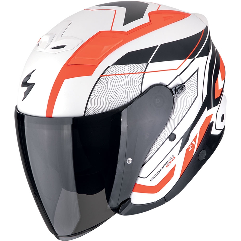 Scorpion EXO-Z1 VUE åben motorcykelhjelm, mat hvid-rød-sort