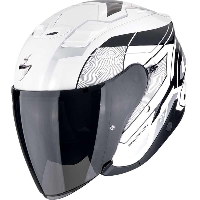 Scorpion EXO-Z1 VUE åben motorcykelhjelm hvid-sort-sølv