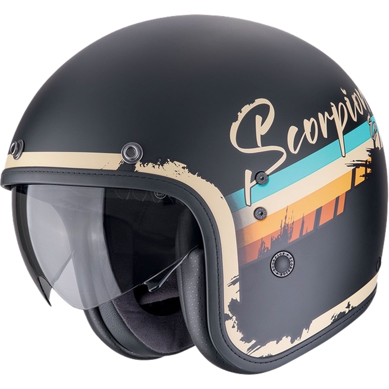 Åben motorcykelhjelm Scorpion Belfast Evo ADONIS mat sort-beige