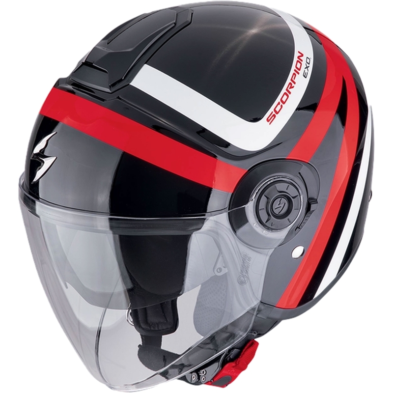 Åben motorcykelhjelm Scorpion EXO-CITY II RIVA sort-rød