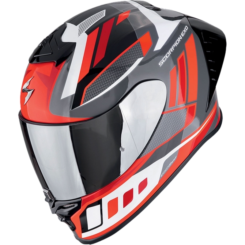 Integreret motorcykelhjelm Scorpion EXO-R1 EVO II AIR VITAL grå-hvid-rød