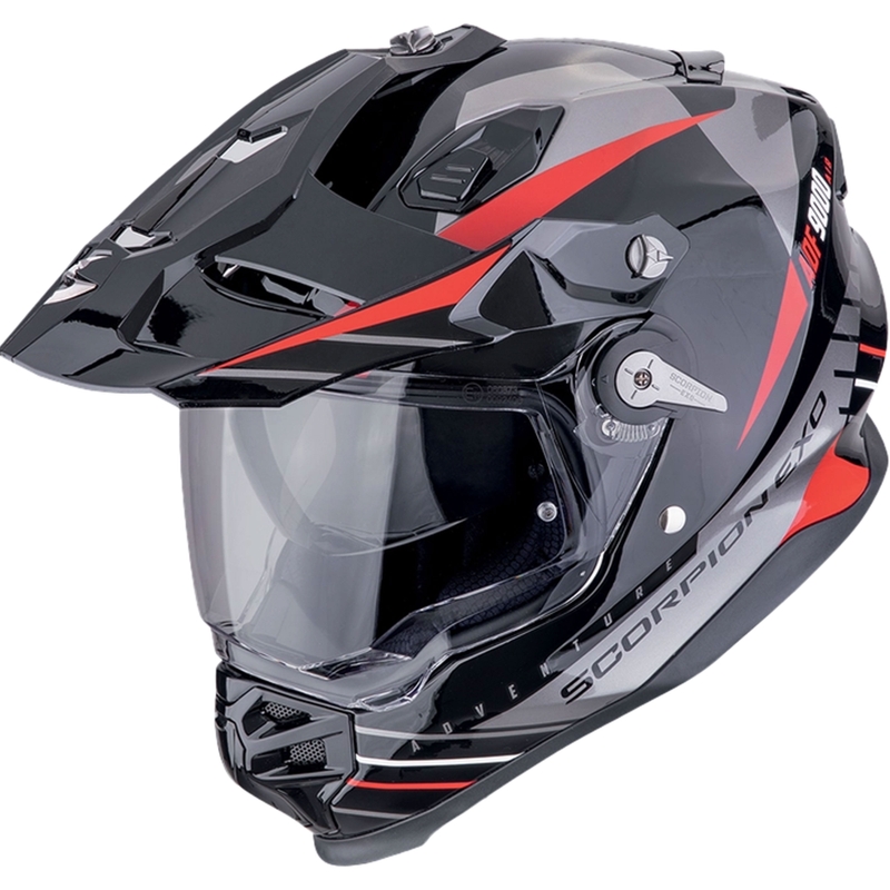 Endurohjelm Scorpion ADF-9000 Air Feat sort-sølv-rød