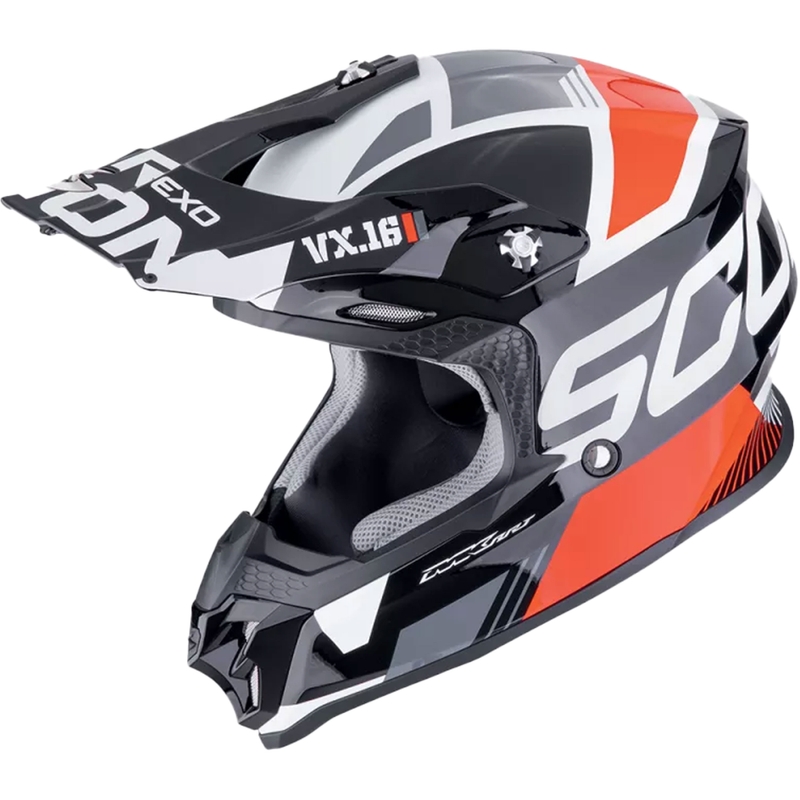 Motocrosshjelm Scorpion VX-16 EVO AIR ANALOG sort-rød