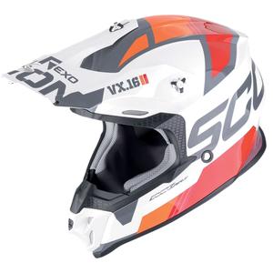 Motocrosshjelm Scorpion VX-16 EVO AIR ANALOG hvid-orange