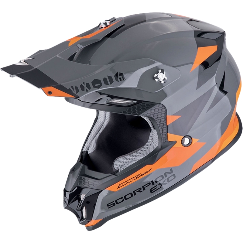 Motocrosshjelm Scorpion VX-16 EVO AIR ROD grå-orange