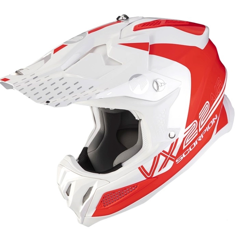 Motocrosshjelm Scorpion VX-22 Air Ares hvid-rød