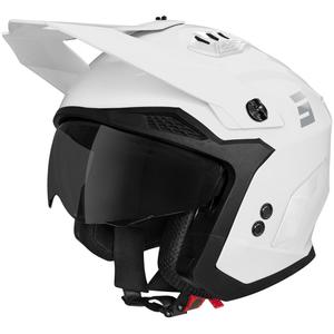 Shot Drop Solid Glossy White Open Face Motorcykelhjelm