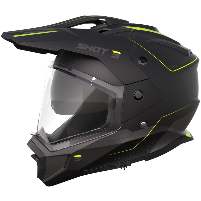 Enduro motorcykelhjelm Shot Trek Max Vision Rally mat sort-fluo gul