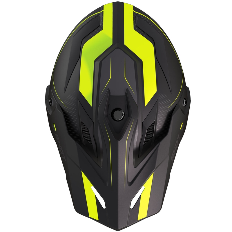 Enduro motorcykelhjelm Shot Trek Max Vision Rally mat sort-fluo gul