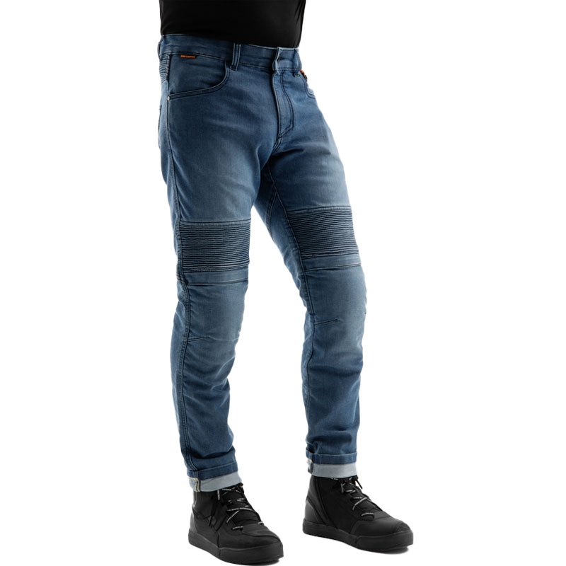Rebelhorn Revolt Monolayer Vasket Blå Forlængede Motorcykeljeans
