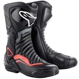 Alpinestars S-MX 6 motorcykelstøvler sort-grå-fluo rød