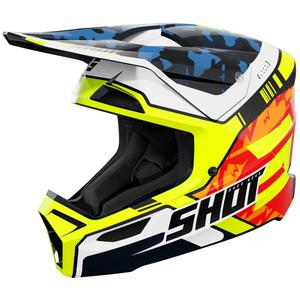 Shot Furious Flash Børne Motocross Hjelm, Glossy Blå-Fluo Gul