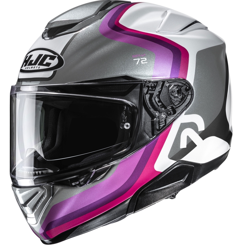Fullface motorcykelhjelm HJC RPHA 72 Ernem MC8 grå-pink-lilla