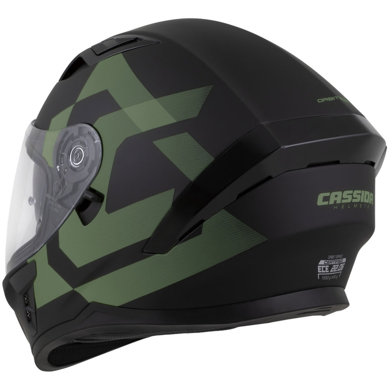 Cassida Orbit Grind fullface motorcykelhjelm, mat sort-mørkegrøn