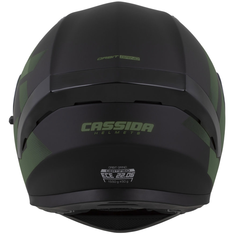 Cassida Orbit Grind fullface motorcykelhjelm, mat sort-mørkegrøn