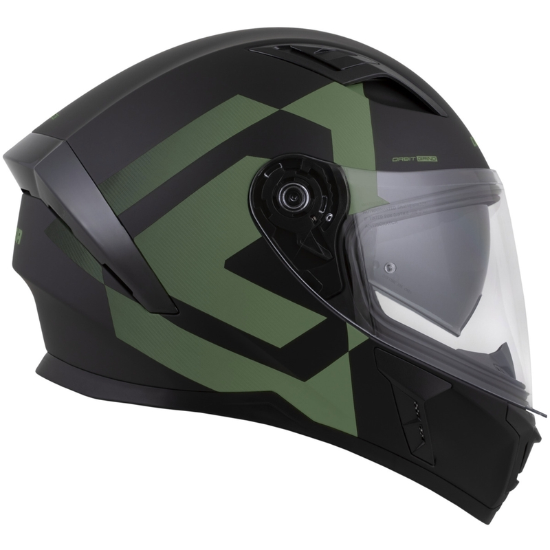 Cassida Orbit Grind fullface motorcykelhjelm, mat sort-mørkegrøn