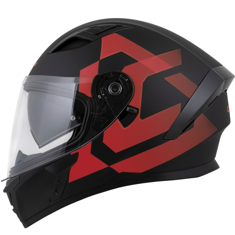 Cassida Orbit Grind fullface motorcykelhjelm, mat sort-rød