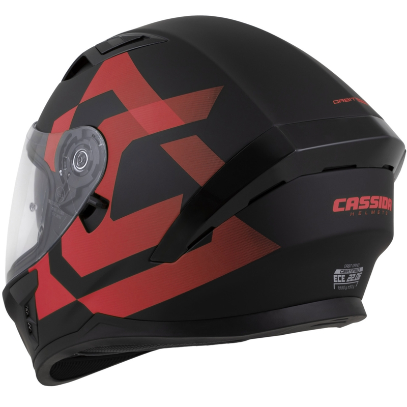 Cassida Orbit Grind fullface motorcykelhjelm, mat sort-rød