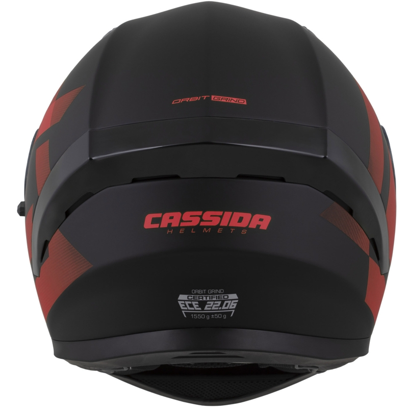 Cassida Orbit Grind fullface motorcykelhjelm, mat sort-rød