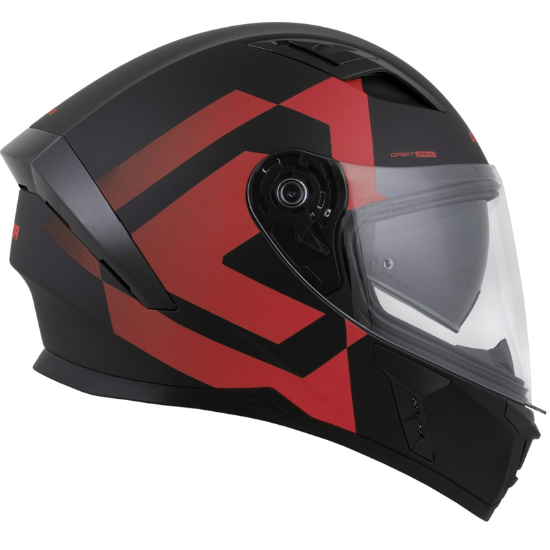 Cassida Orbit Grind fullface motorcykelhjelm, mat sort-rød