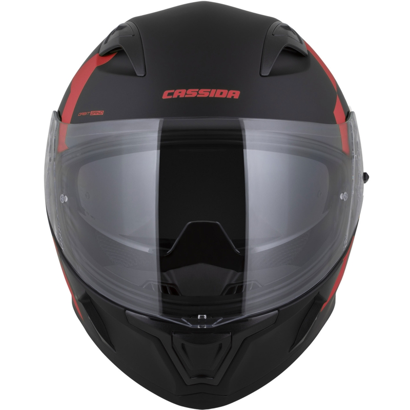 Cassida Orbit Grind fullface motorcykelhjelm, mat sort-rød
