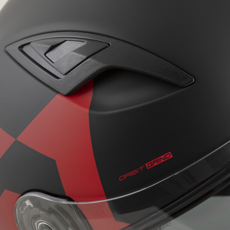Cassida Orbit Grind fullface motorcykelhjelm, mat sort-rød