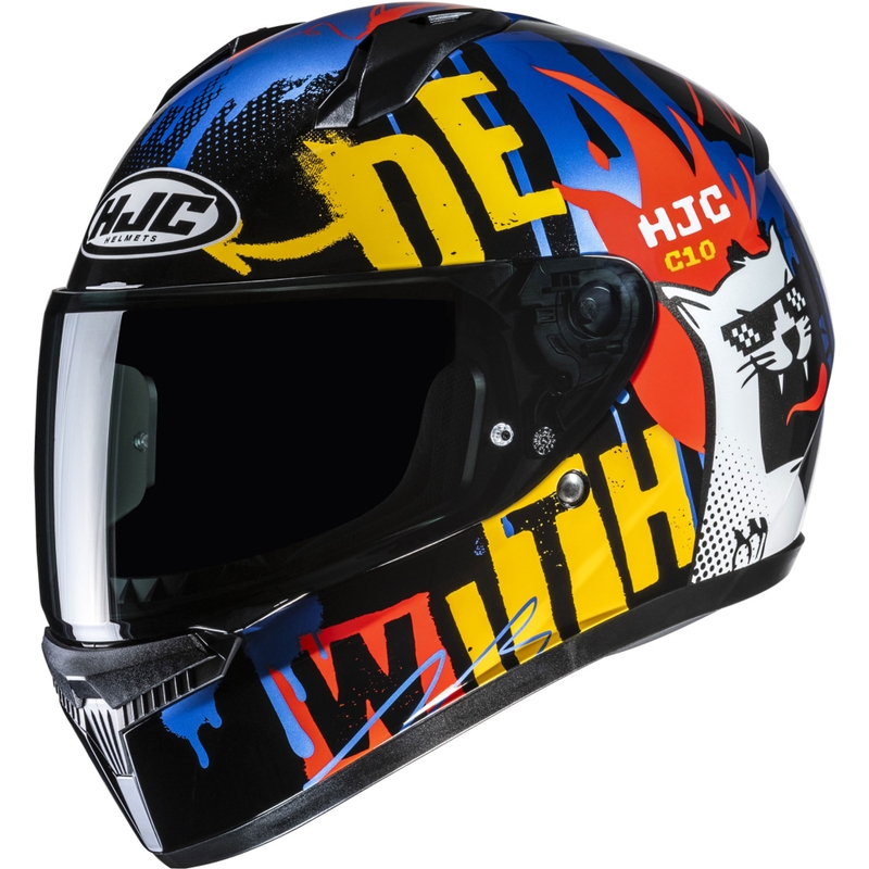Børne fullface motorcykelhjelm HJC C10 Fop MC23 sort-blå-rød