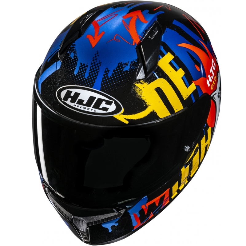 Børne fullface motorcykelhjelm HJC C10 Fop MC23 sort-blå-rød