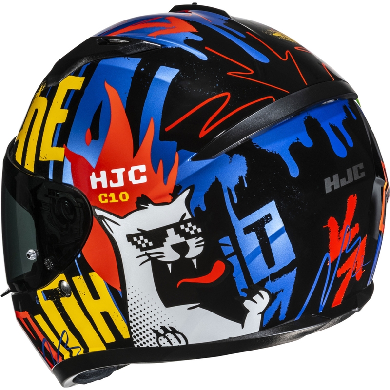 Børne fullface motorcykelhjelm HJC C10 Fop MC23 sort-blå-rød