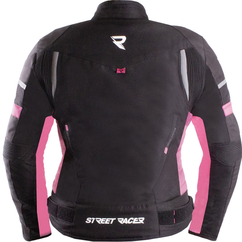Dame motorcykeljakke Street Racer Betty II sort-pink