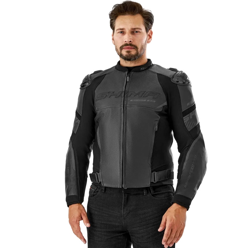 Shima Bandit 2.0 læder motorcykeljakke sort-sort