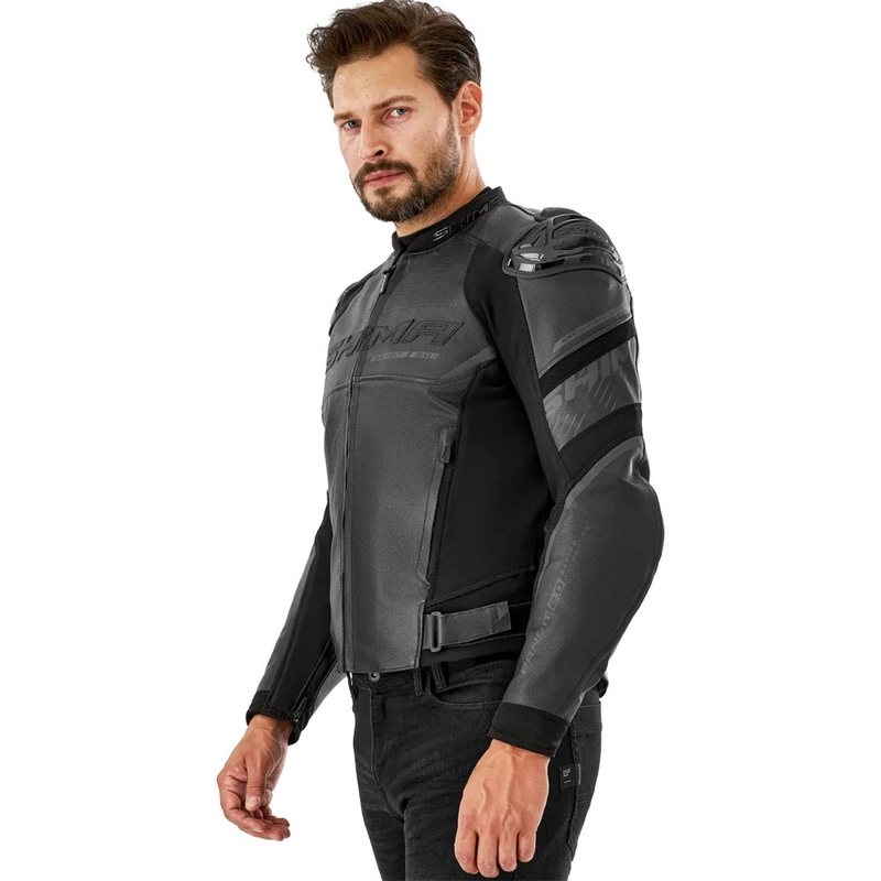 Shima Bandit 2.0 læder motorcykeljakke sort-sort