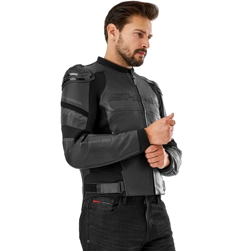 Shima Bandit 2.0 læder motorcykeljakke sort-sort