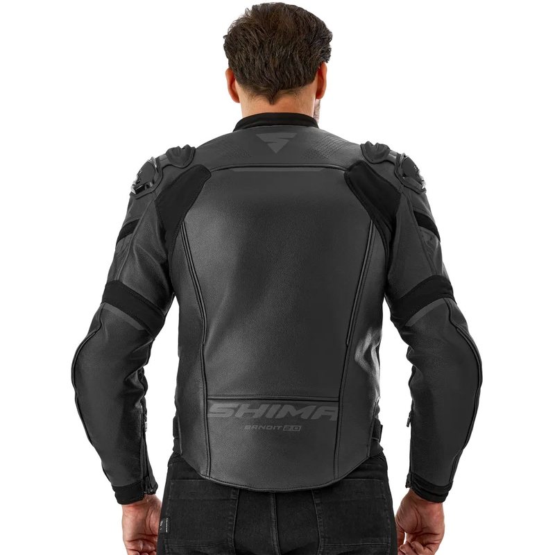 Shima Bandit 2.0 læder motorcykeljakke sort-sort