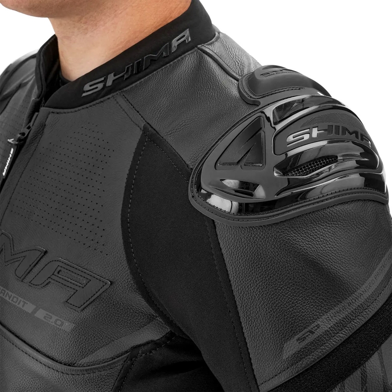 Shima Bandit 2.0 læder motorcykeljakke sort-sort