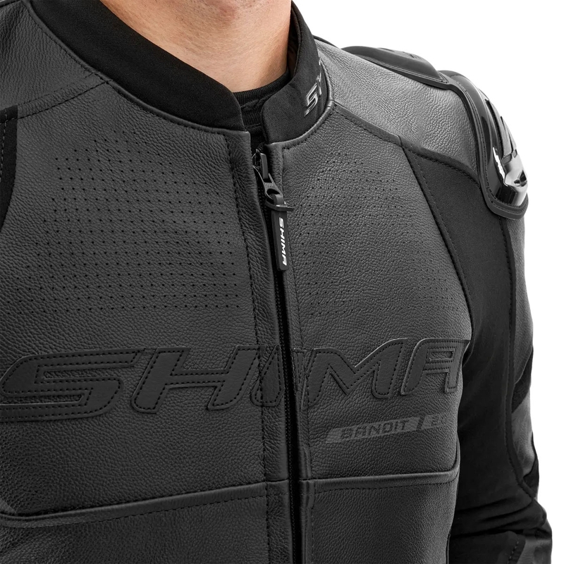 Shima Bandit 2.0 læder motorcykeljakke sort-sort
