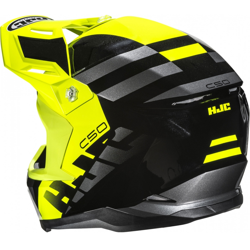 Motocross hjelm HJC C50 Mirage MC3H sort-fluo gul-grå
