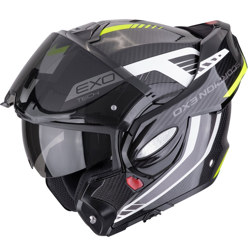 Scorpion EXO-TECH EVO CARBON COSY flip-up motorcykelhjelm sort-fluo gul