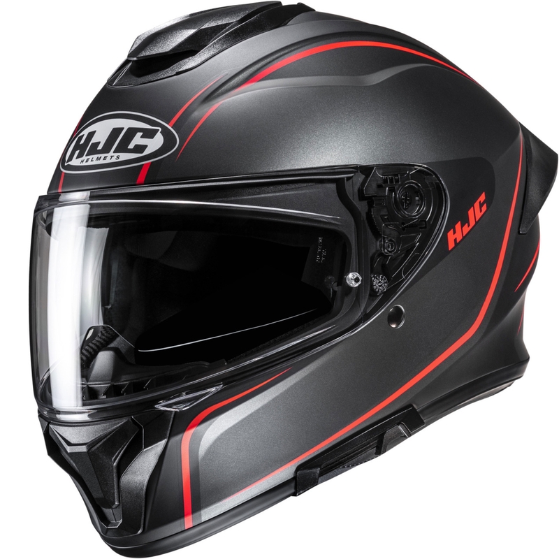 Fullface motorcykelhjelm HJC C71 Quez MC1SF sort-rød