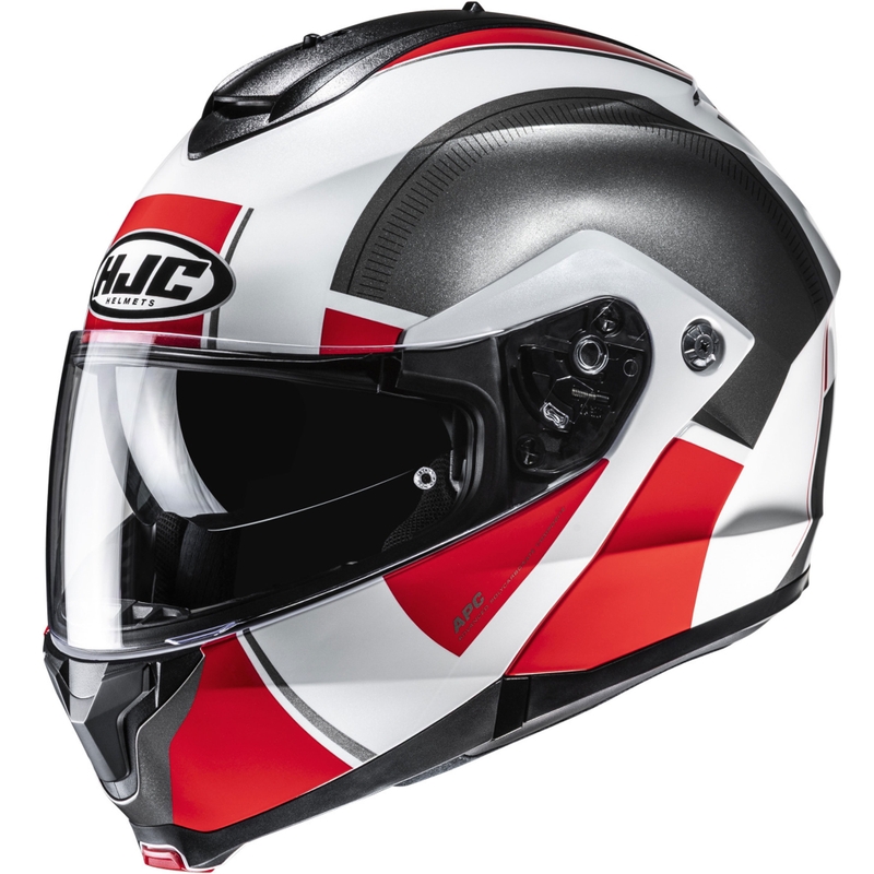 Flip-up motorcykelhjelm HJC C91N Jyn MC1 sort-hvid-rød