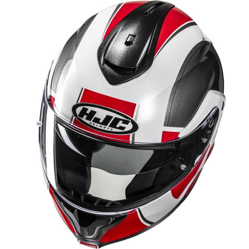 Flip-up motorcykelhjelm HJC C91N Jyn MC1 sort-hvid-rød