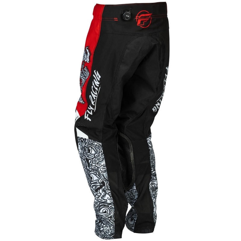 Børne motocrossbukser FLY Racing - USA Kinetic Mutant rød-hvid-sort