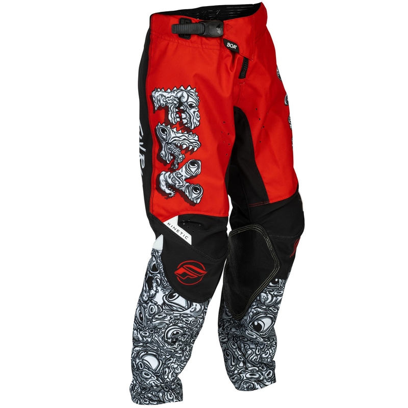 Børne motocrossbukser FLY Racing - USA Kinetic Mutant rød-hvid-sort