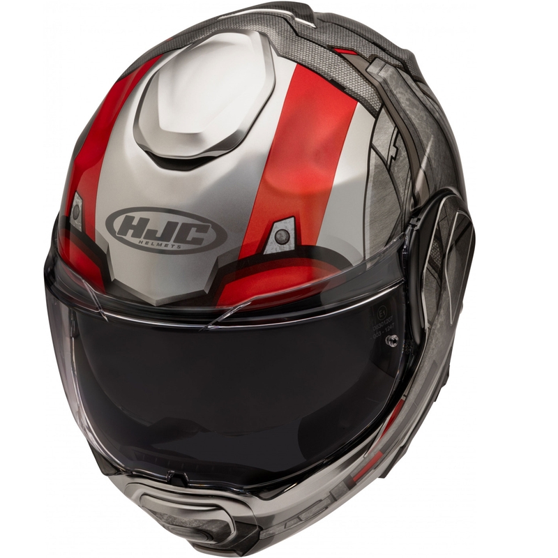 HJC F100 Ant-Man Marvel MC1 flip-up motorcykelhjelm grå-rød